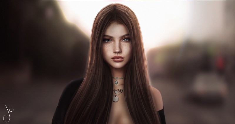 digital art, women, depth of field, fan art
