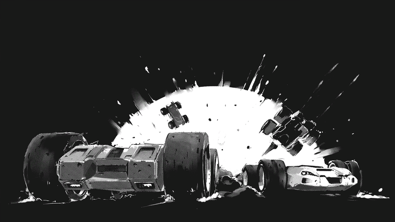 Grip, racing, car, explosion, grey, Rollcage, black