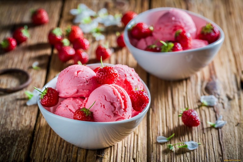 ice cream, fruit, food