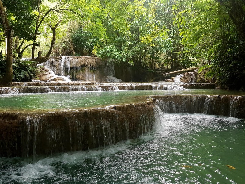 waterfall, Laos, river, water