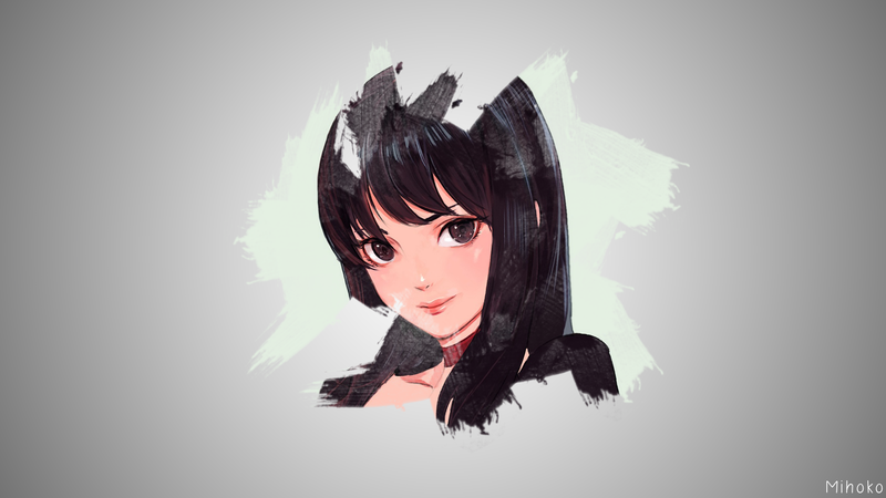 anime, anime girls, black hair, black eyes, choker