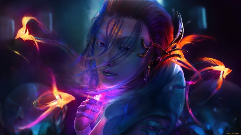 artwork, fantasy girl, colorful, fictional characters