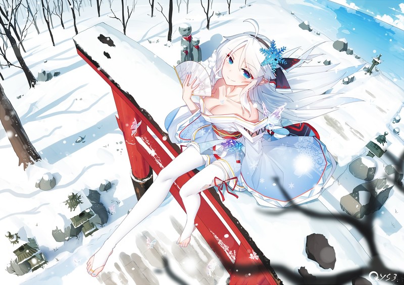anime girls, snow, 千夜QYS3