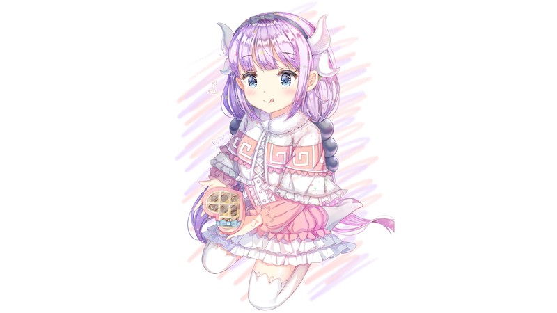 anime, anime girls, white skin, Kobayashi-san Chi no Maid Dragon, Kanna Kamui (Kobayashi-san Chi no Maid Dragon), Kanna Kobayashi-san Chi no Maid Dragon, simple background, pink, white background, loli