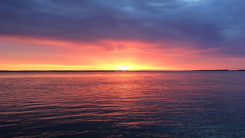 clouds, sunset, sea, sky
