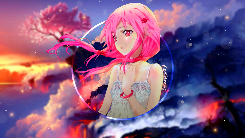 Inori Yuzuriha, anime, anime girls, manga, fire, red, pink, Guilty Crown