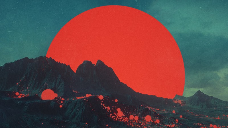 digital art, fan art, fantasy art, planet, mountains, red