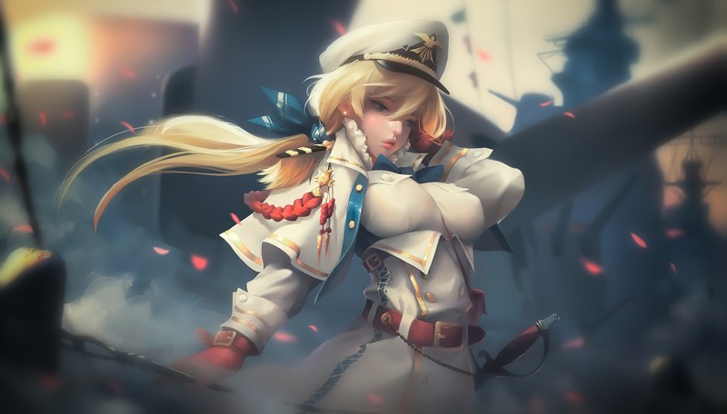 anime, anime girls, women, texture, boobs, war, Taejune Kim, illustration, blurred, fan art, ecchi, blonde