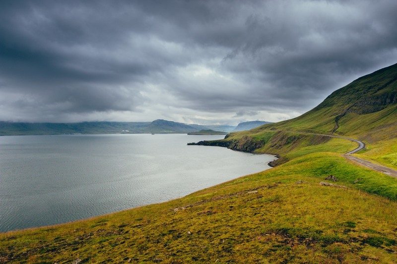 landscape, nature, water, mountains, clouds
