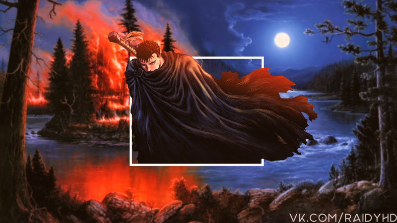 anime, anime boys, picture-in-picture, Guts, Berserk