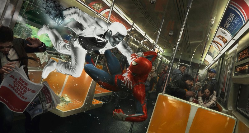Spider-Man, Marvel Comics, subway, Spider-Man (2018)