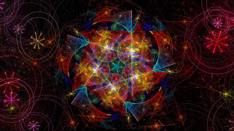 fractal, colorful, glow, abstraction, 4k
