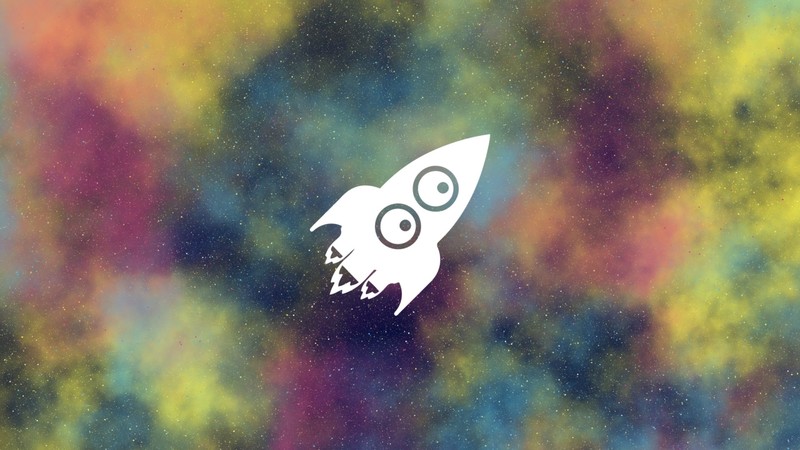 spaceship, space, colorful, minimalism, stars, digital art