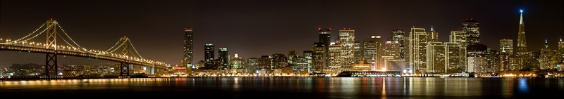 San Francisco, city, night, city lights, multiple display, bridge, USA