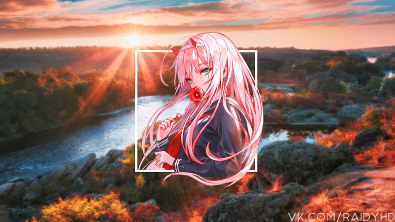 anime, anime girls, picture-in-picture, Zero Two (Darling in the FranXX), Darling in the FranXX