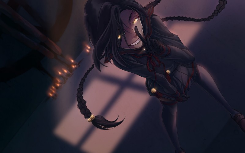 Re:CREATORS, Magane Chikujōin, braided hair, yellow eyes, school uniform