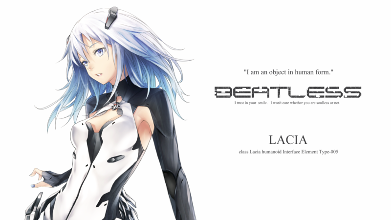Beatless, Type-005 Lacia, white hair, text