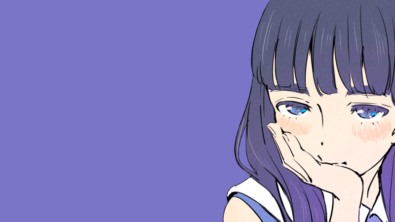 anime, manga, anime girls, purple, purple hair, simple background, purple background, schoolgirl, minimalism, simple