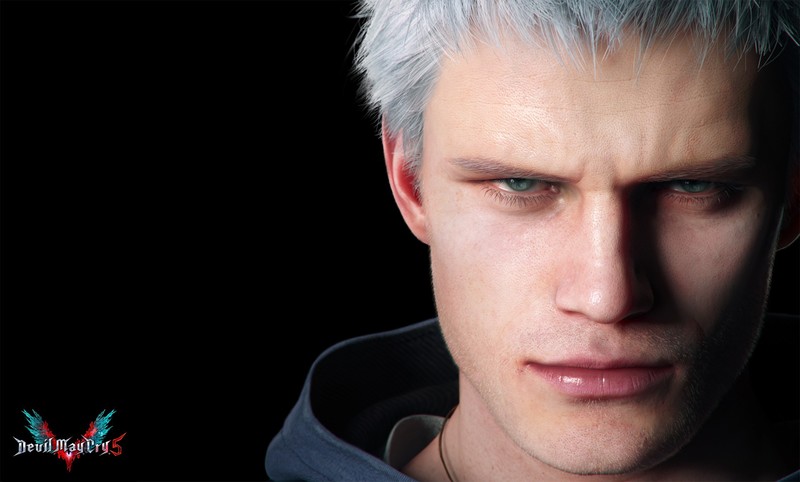 Nero (Devil May Cry), video games, white hair, men, Devil May Cry 5, digital art, looking at viewer, Devil May Cry