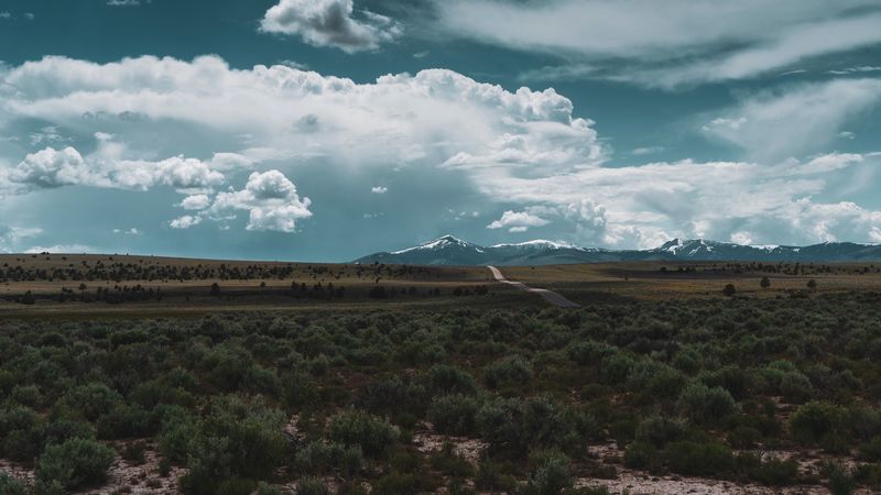 desert, mountains, road, horizon, landscape, 4k