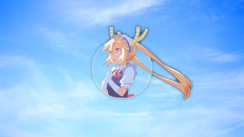 anime, anime girls, fan art, white skin, clear sky, Tohru (Kobayashi-san Chi no Maid Dragon), Kobayashi-san Chi no Maid Dragon, picture-in-picture, blonde