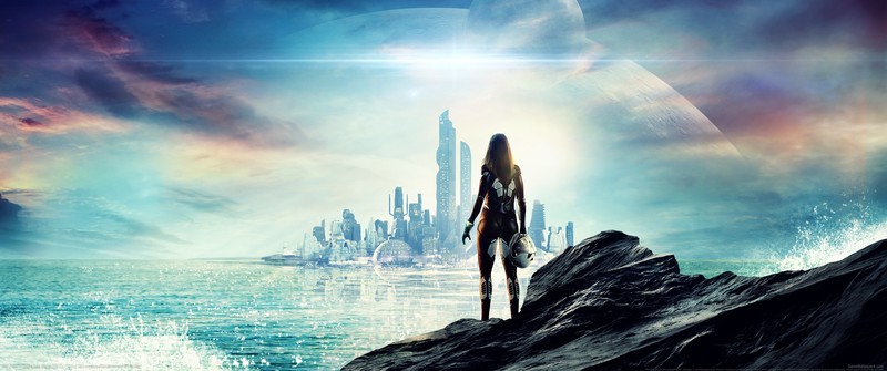 Civilization: Beyond Earth, video games, ultrawide, ultra-wide, Civilization, cyan, cityscape
