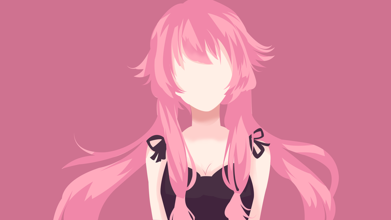 Gasai Yuno, Mirai Nikki, minimalism, pink hair, anime, anime girls
