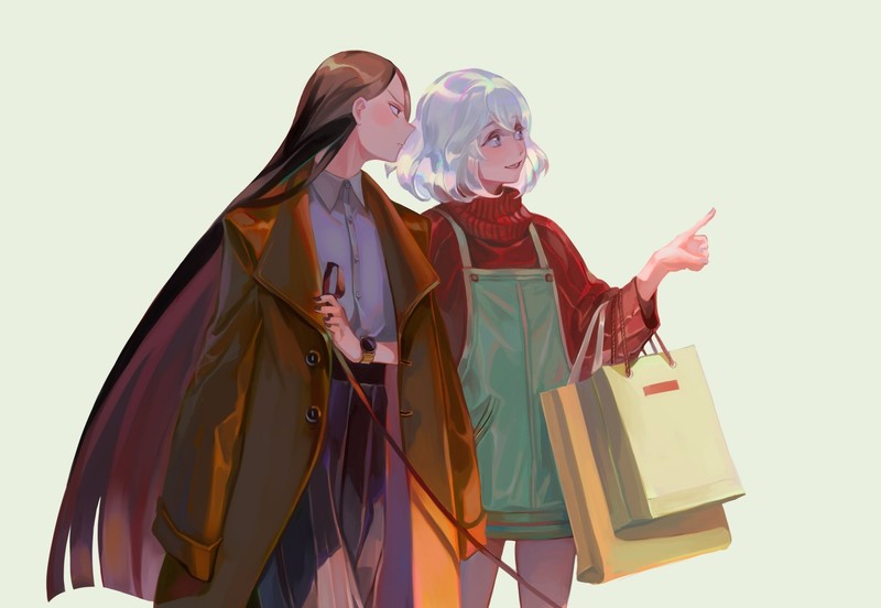 Houseki no Kuni, jewels, Diamond (Houseki no Kuni), Bort (Houseki no Kuni), long hair, black hair, short hair, 2D, simple background