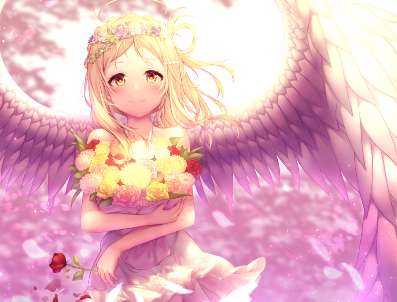 Ohara Mari, Love Live! Sunshine, angel, wings, blonde, yellow eyes, Love Live!