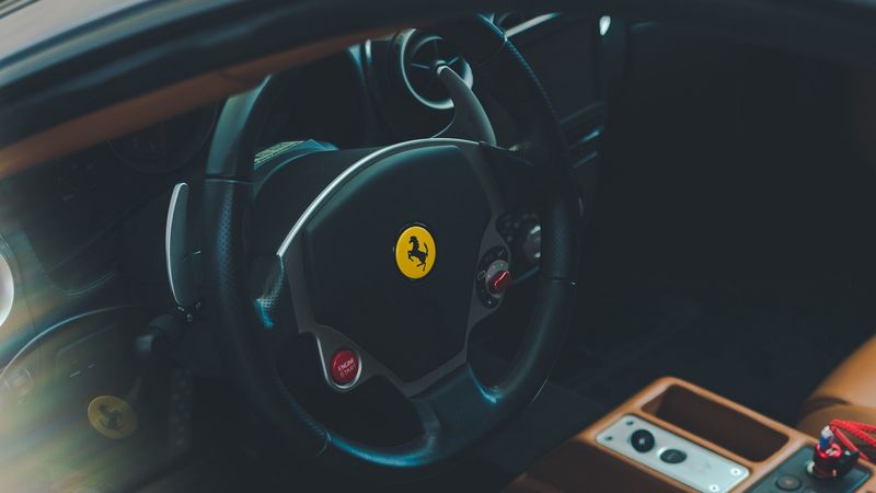 ferrari, car, salon, steering wheel, leather, 4k