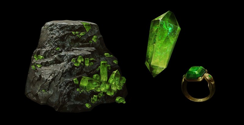 jewels, rocks, black background, Betty Jiang, emerald