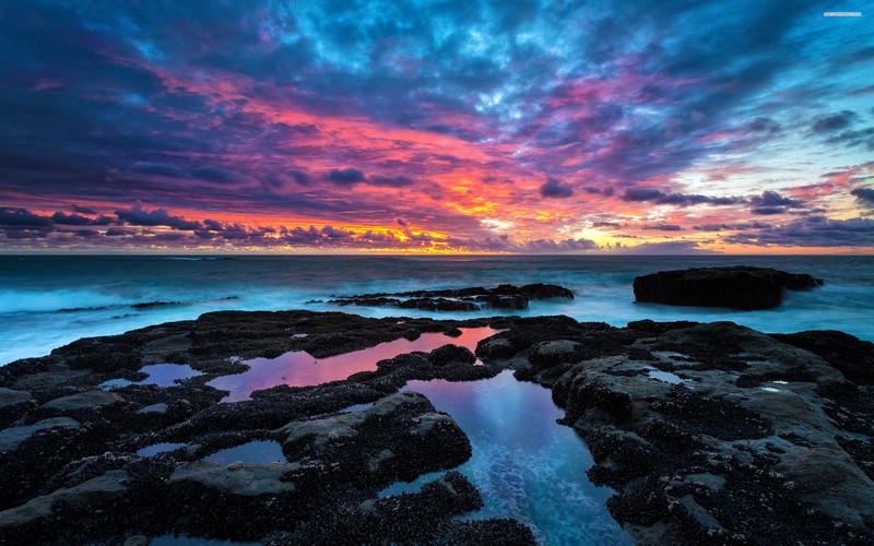 sea, sunset, clouds, nature, landscape