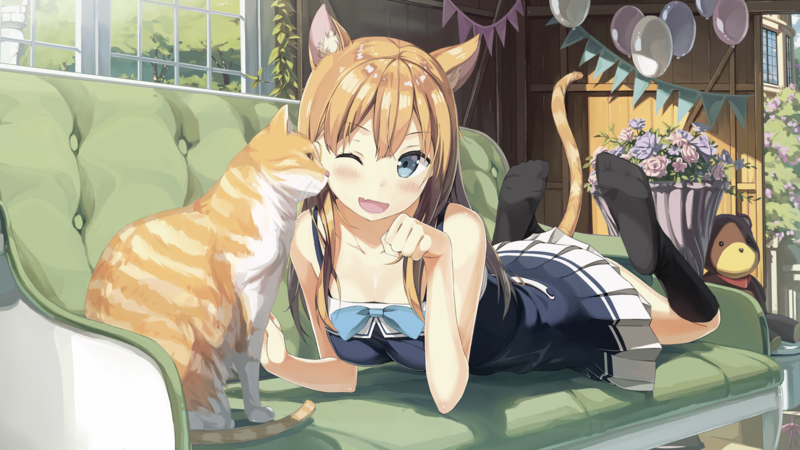 Game CG, cat girl, cats, Kantoku, nekomimi