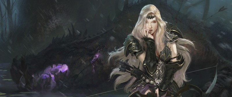 Girl With Weapon, fantasy girl, fantasy art, blonde, archer, bow, long hair