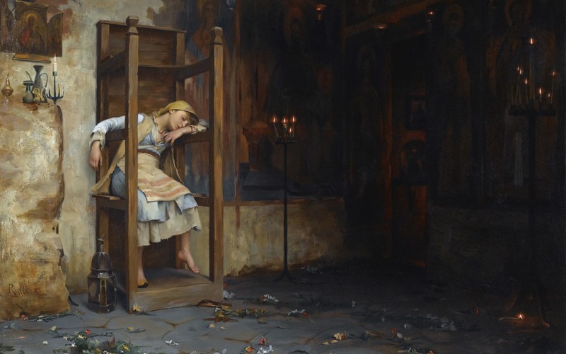 artwork, painting, classic art, sleeping, church, icon