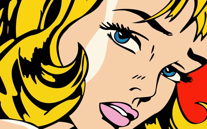 pop art, crying, women, face, blue eyes, artwork, blonde