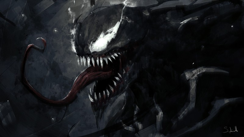 Venom, artwork, spider, digital art, Marvel Comics, tongue out, Spider-Man