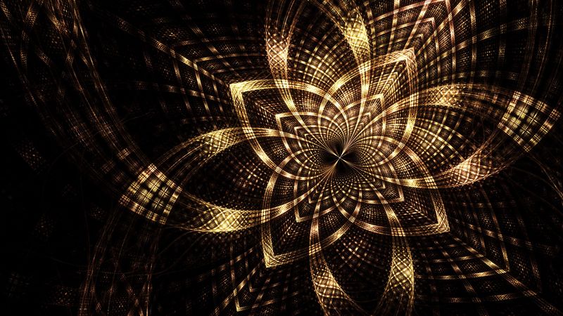 fractal, lines, scattering, dark, glow, 4k