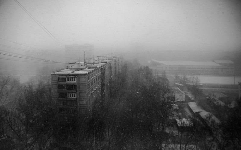 city, monochrome, trees, Russia