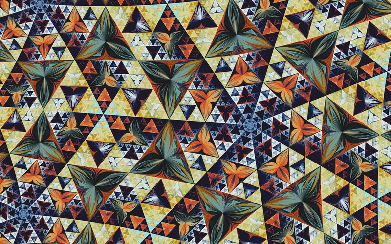 sierpinski triangle, fractal, digital art, abstract, colorful, orange, yellow