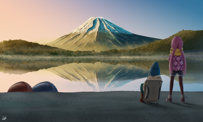 Yuru Camp, anime girls, Nadeshiko Kagamihara, Rin Shima