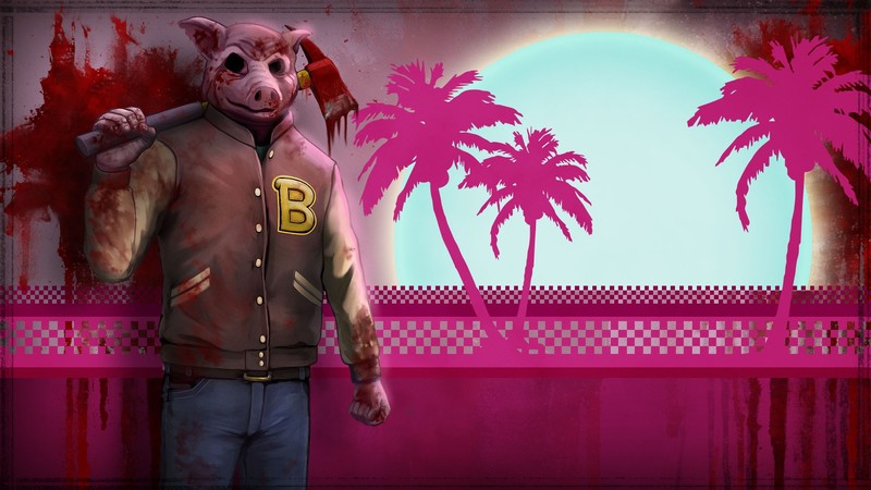 video game characters, Hotline Miami, video games, blood, mask, axes