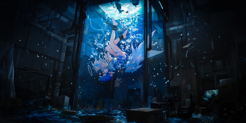 anime, video game characters, anime girls, underwater, Miv4t