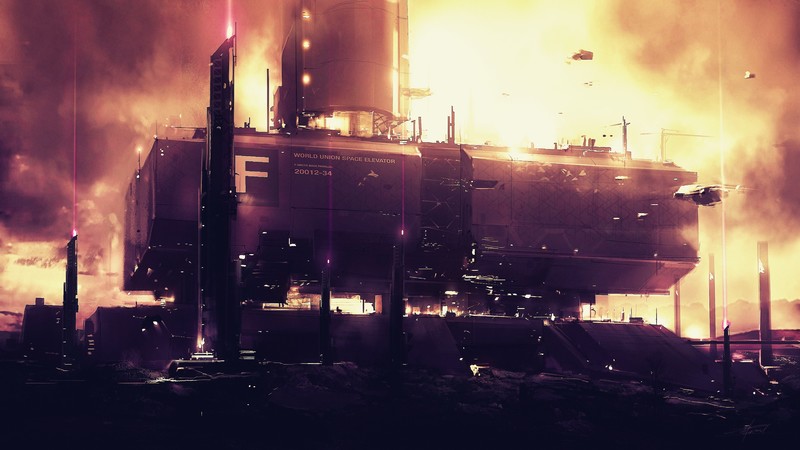 artwork, futuristic city, science fiction, digital art, concept art, futuristic, sunset, clouds, Star Citizen, CGI