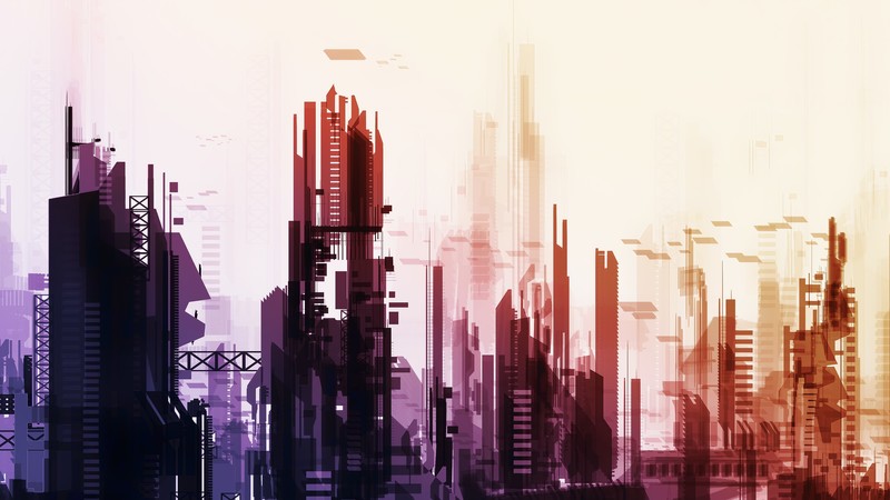 artwork, futuristic city, digital art, concept art, cityscape, futuristic, minimalism, simple background