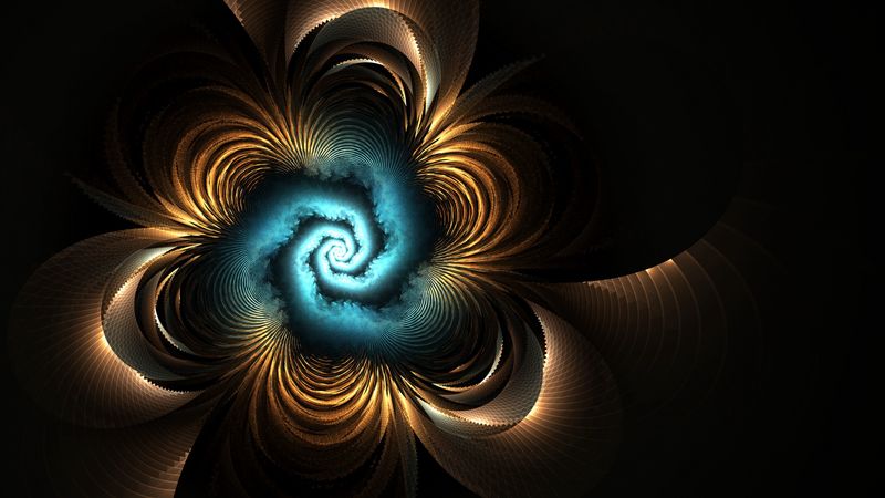fractal, spiral, glow, abstraction, twisted, 4k