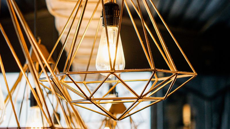 chandelier, light bulb, lighting, interior design, 4k