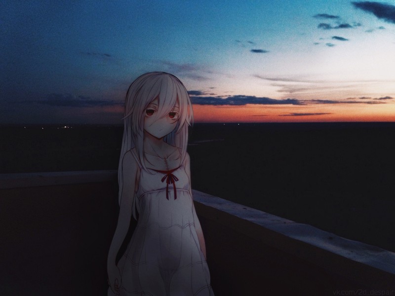 night, city, dark, anime, anime girls