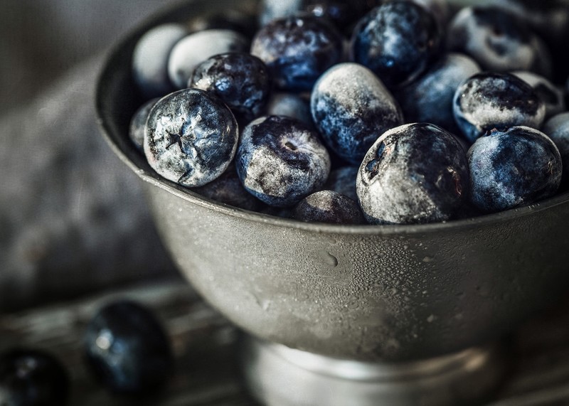 fruit, berries, food, blueberries, macro, bowls, selective coloring, blue