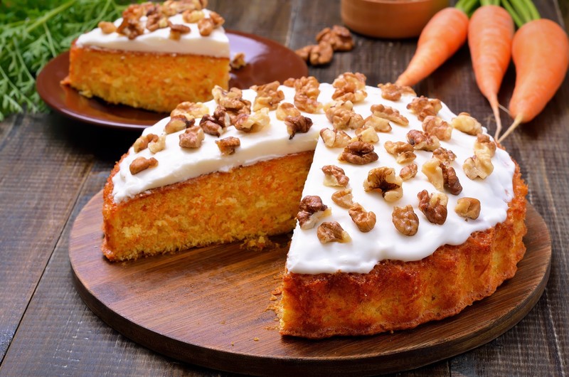food, cake, nuts, carrot